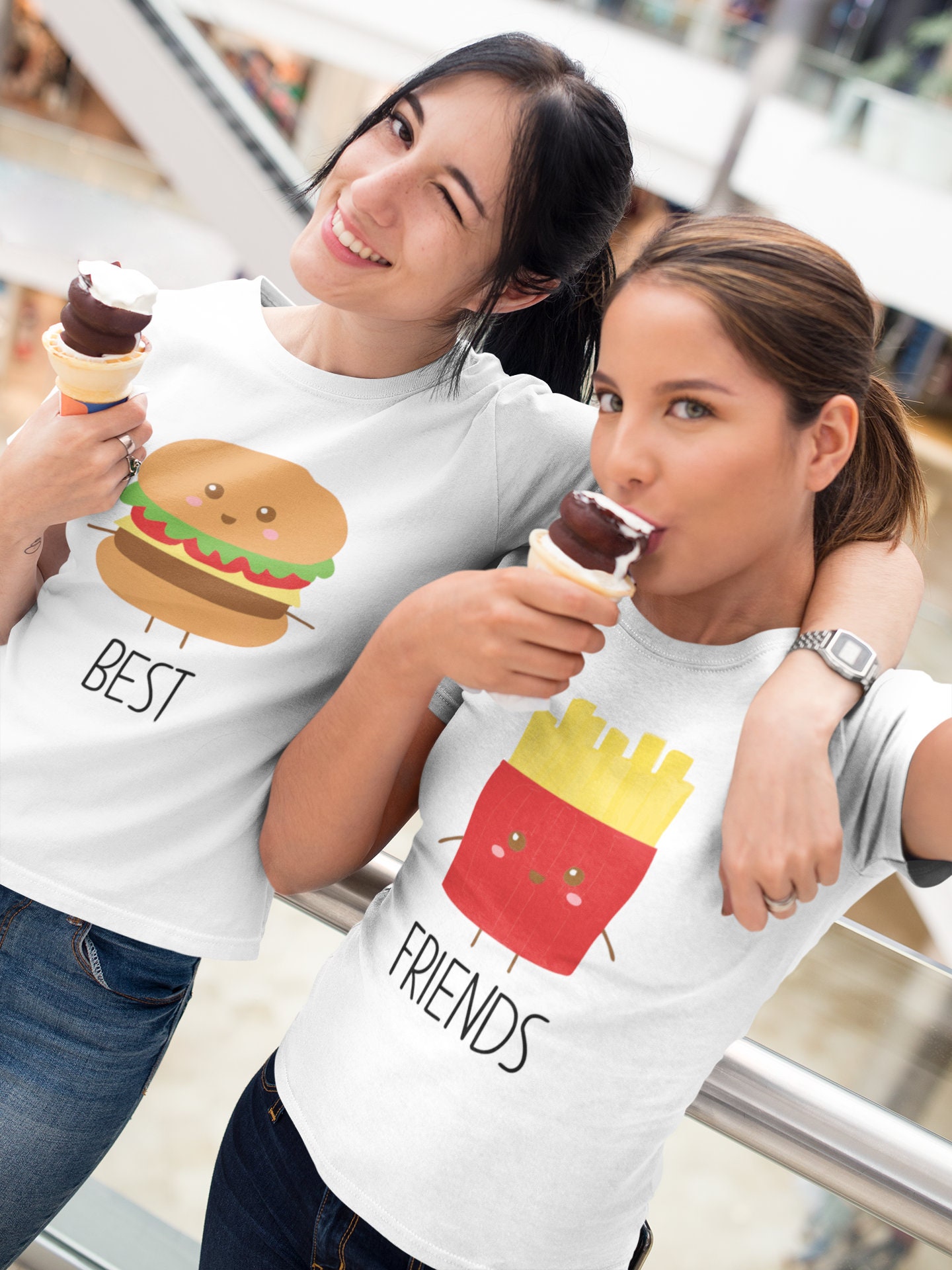 Best Friend T-shirt Burger Fries T-shirt Matching Best - Etsy