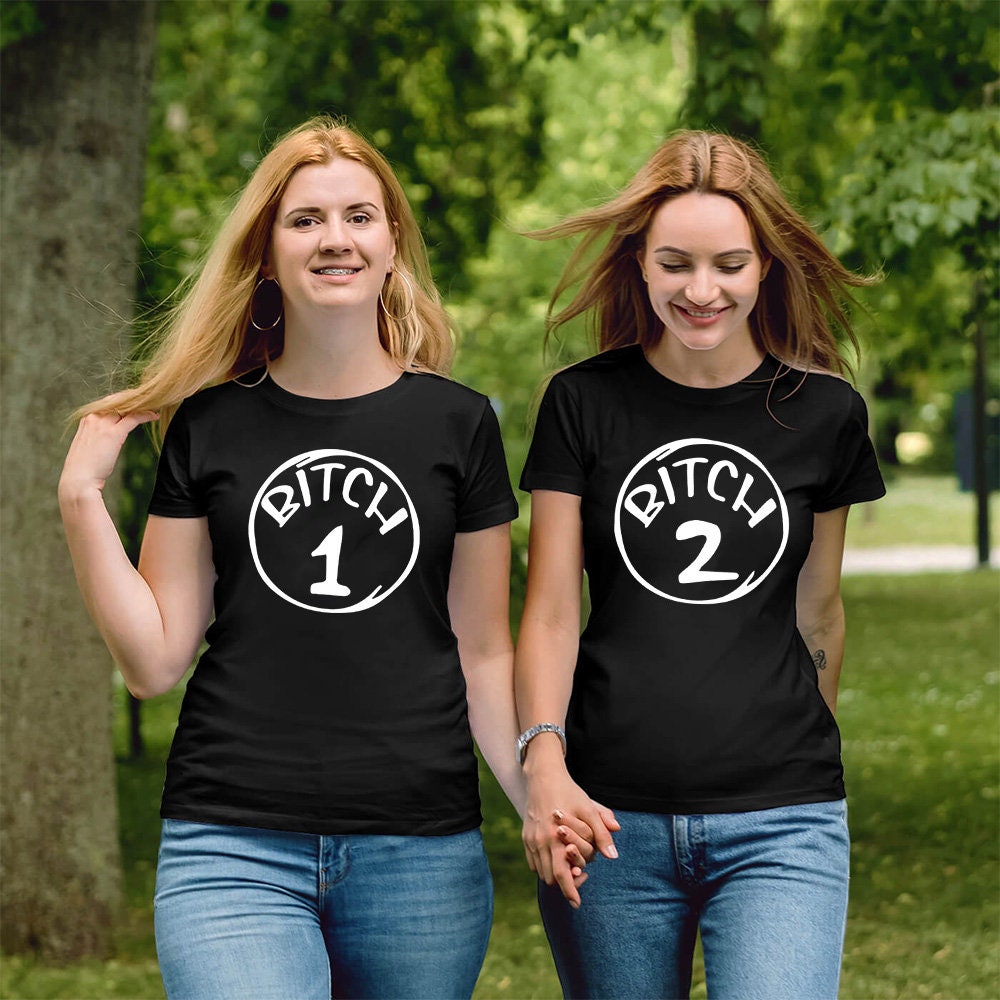 weekend Er deprimeret Diskriminering af køn Couples Matching T-shirt Bitch 1 Bitch 2 Man Woman Unisex - Etsy UK