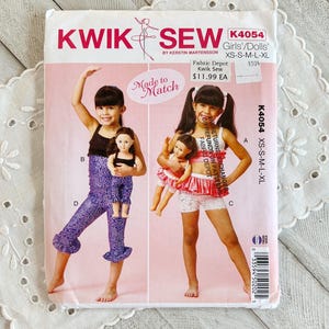Made to Match Girl’s Dance Outfits and Matching 18” Doll Outfit Sewing Pattern : Kwik Sew K4054