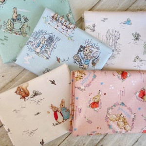 Peter Rabbit and Friends Beatrix Potter prints by Visage Textiles for Craft Cotton Company Fat Quarter set of 5