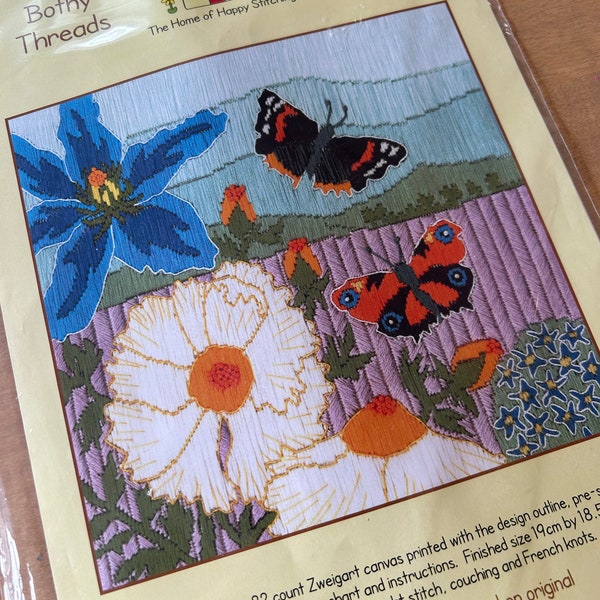 Butterfly Meadow by Kate Heiss Needlepoint Kit by Bothy Threads