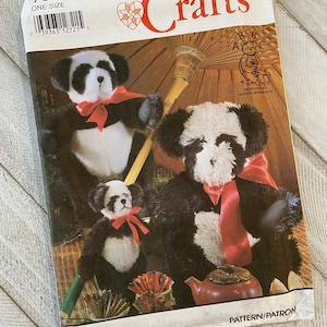 Stuffed Panda Bear Pattern : 3 Size Variations  pattern 1992 OOP