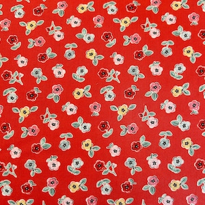 Cheery Florals Red ~ Home Sweet Home by Elea Lutz - Poppie Cotton Fabric : BTHY