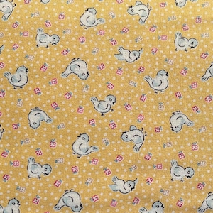 Bluebirds Yellow ~ Home Sweet Home by Elea Lutz - Poppie Cotton Fabric : BTHY