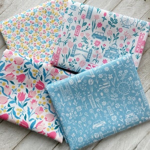 London Parks A Collection by Liberty Fabrics for Riley Blake Set of 4 Coordinating Floral Fat Quarters