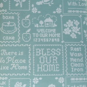 Cross Stitch Blue ~ Home Sweet Home by Elea Lutz - Poppie Cotton Fabric : BTHY