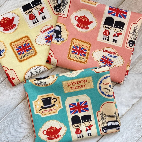 London Stamps voor esiatex-stoffen Set van 3 bijpassende Fat Quarters