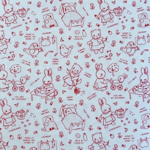 Chore Time Red ~ Home Sweet Home by Elea Lutz - Poppie Cotton Fabric : BTHY