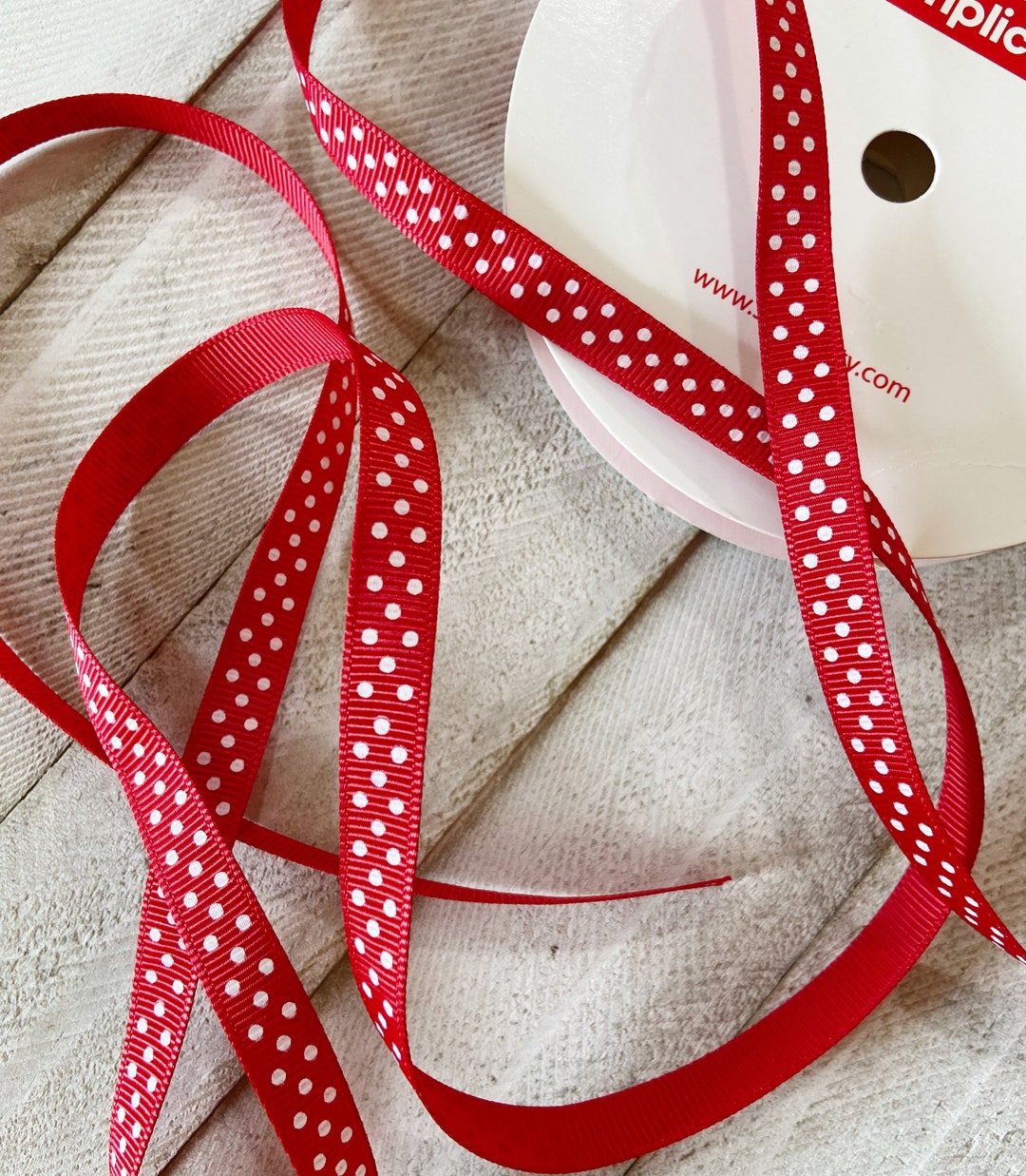 Red and White Polka Dot Grosgrain Ribbon Trim - Etsy