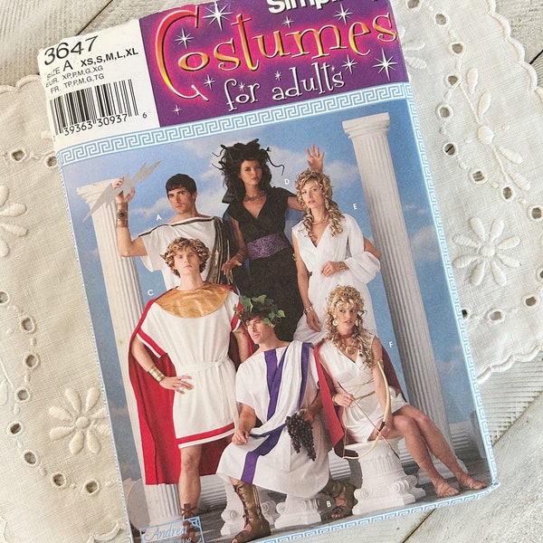 Roman Greek God and Goddess style Costume Variety Sewing Pattern : Simplicity 3647