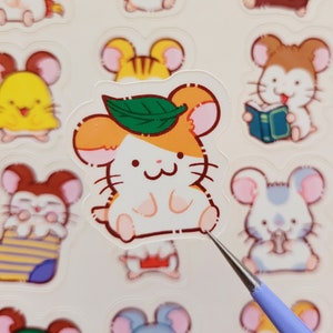 Feuille d'autocollants holographiques pour hamster mignon
