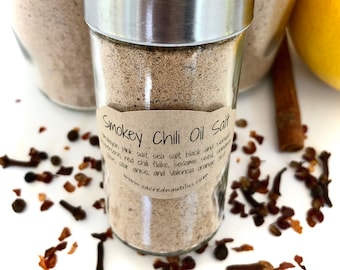 Smokey Chili Oil Kulinarisches Salz - 3 Unzen Glas
