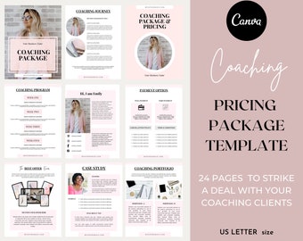 Canva Coaching Package Template.Client Welcome Packet.Template for Coaches.Services and Pricing Guide.Business proposal