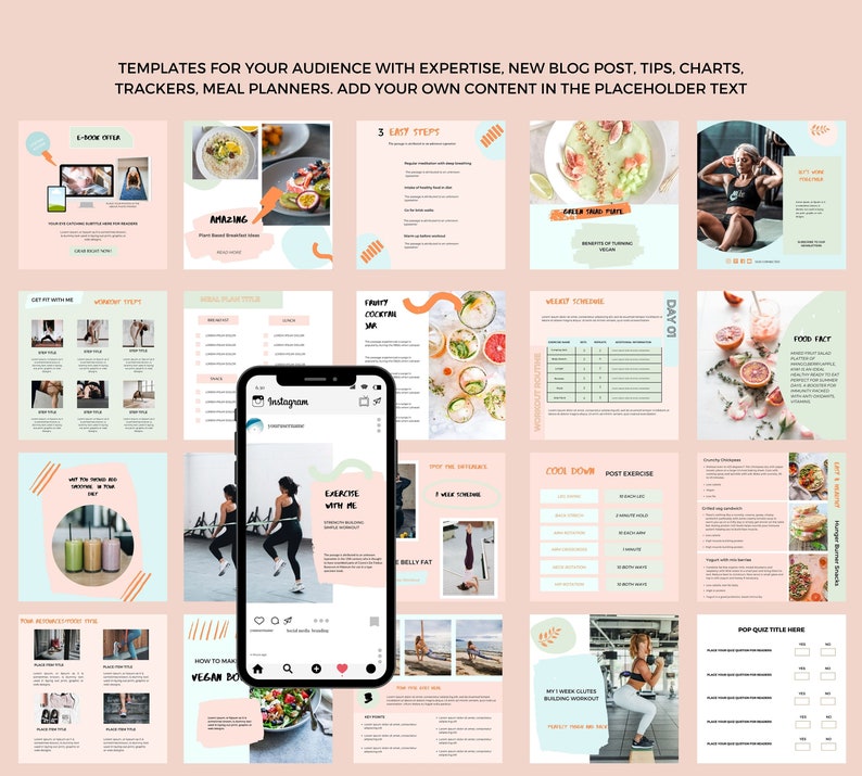 Fitness & Nutrition Instagram Templates. Instagram Post Etsy