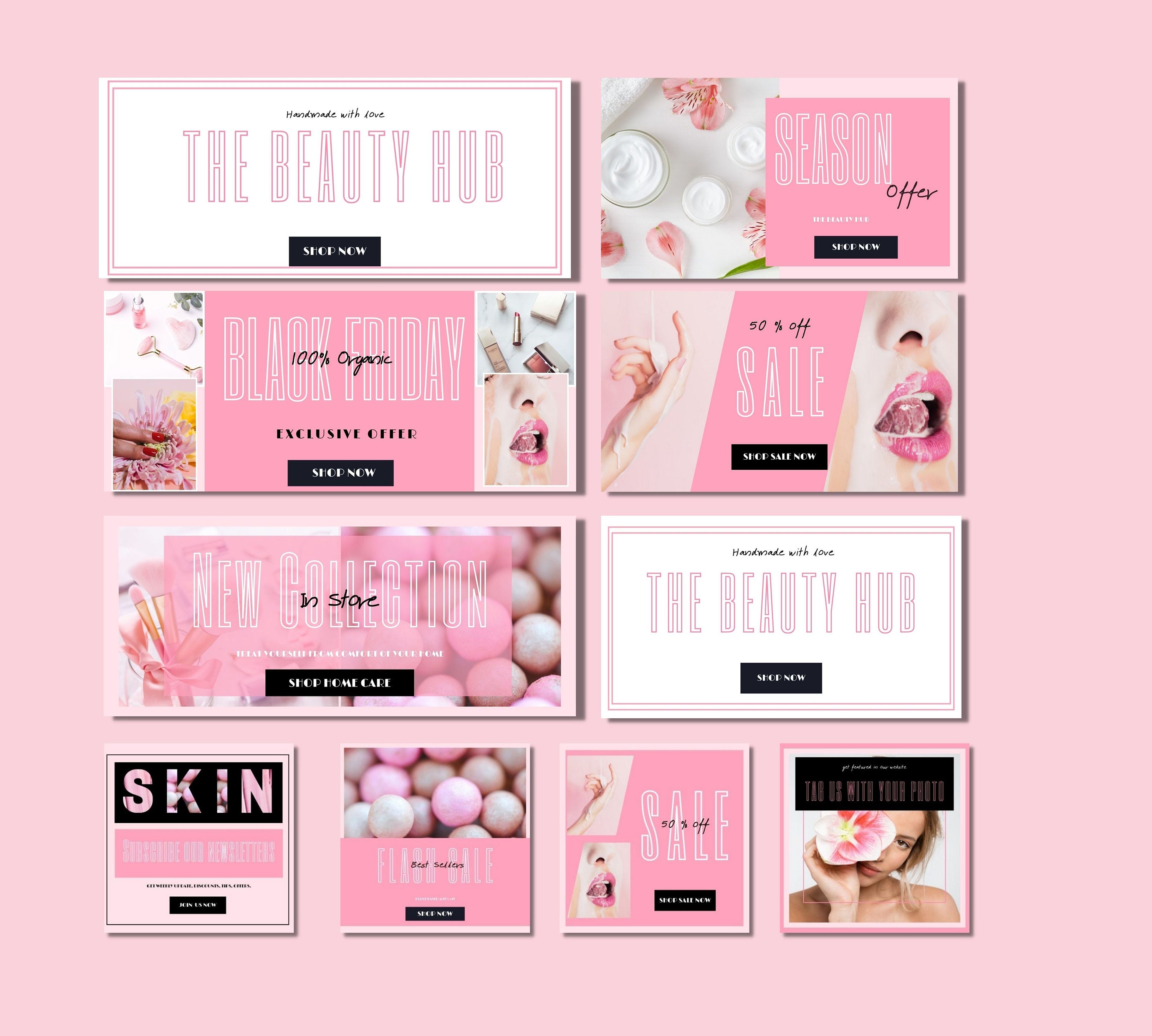 DIY site Banner Templates Canva. Beauty  Thumbnail Etsy