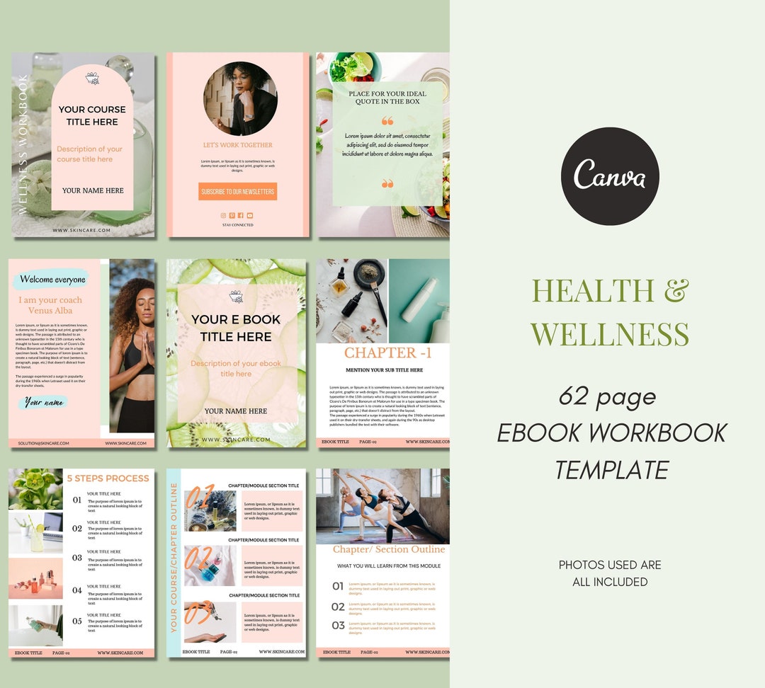 Wellness Ebook Template. Wellness Workbook Template. Health Workbook