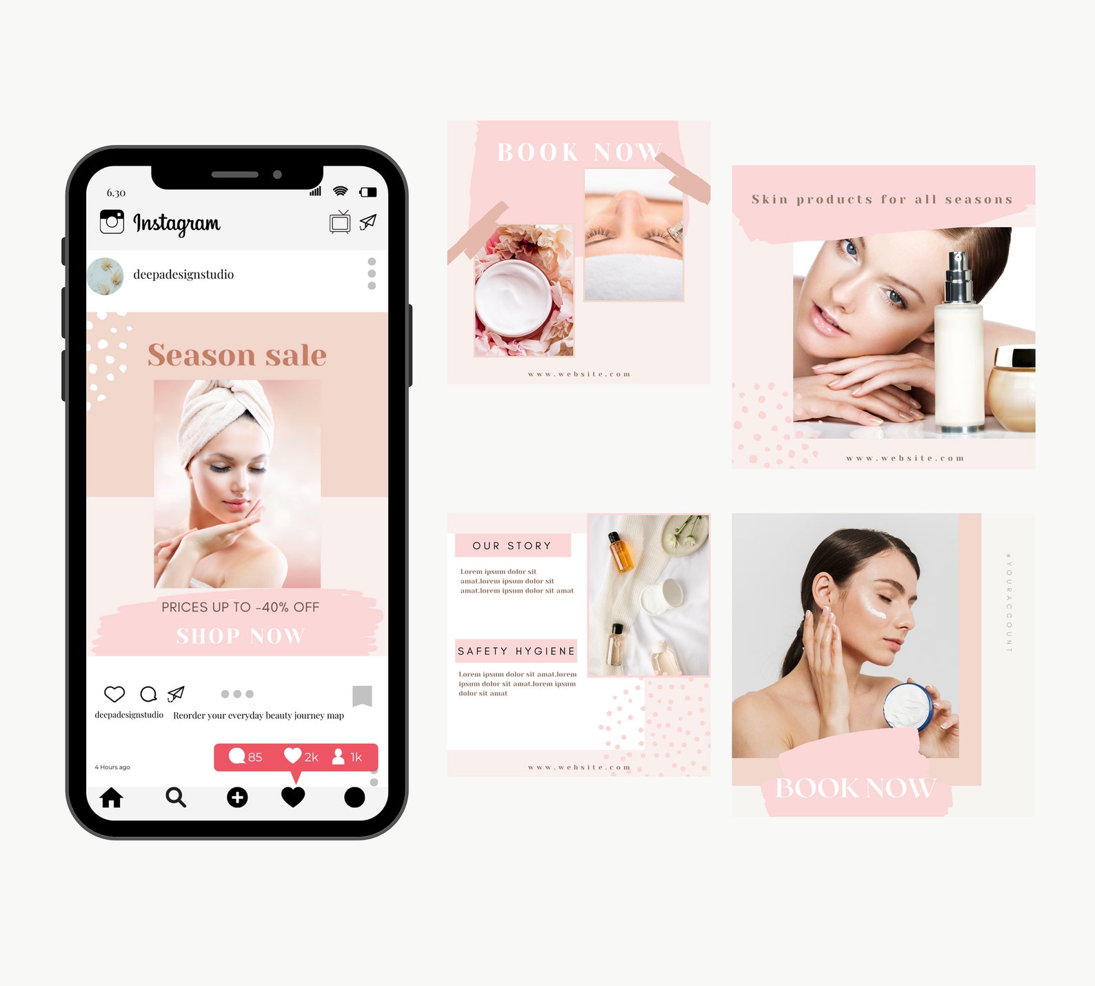 Beauty Instagram post templates.Esthetician social media Etsy
