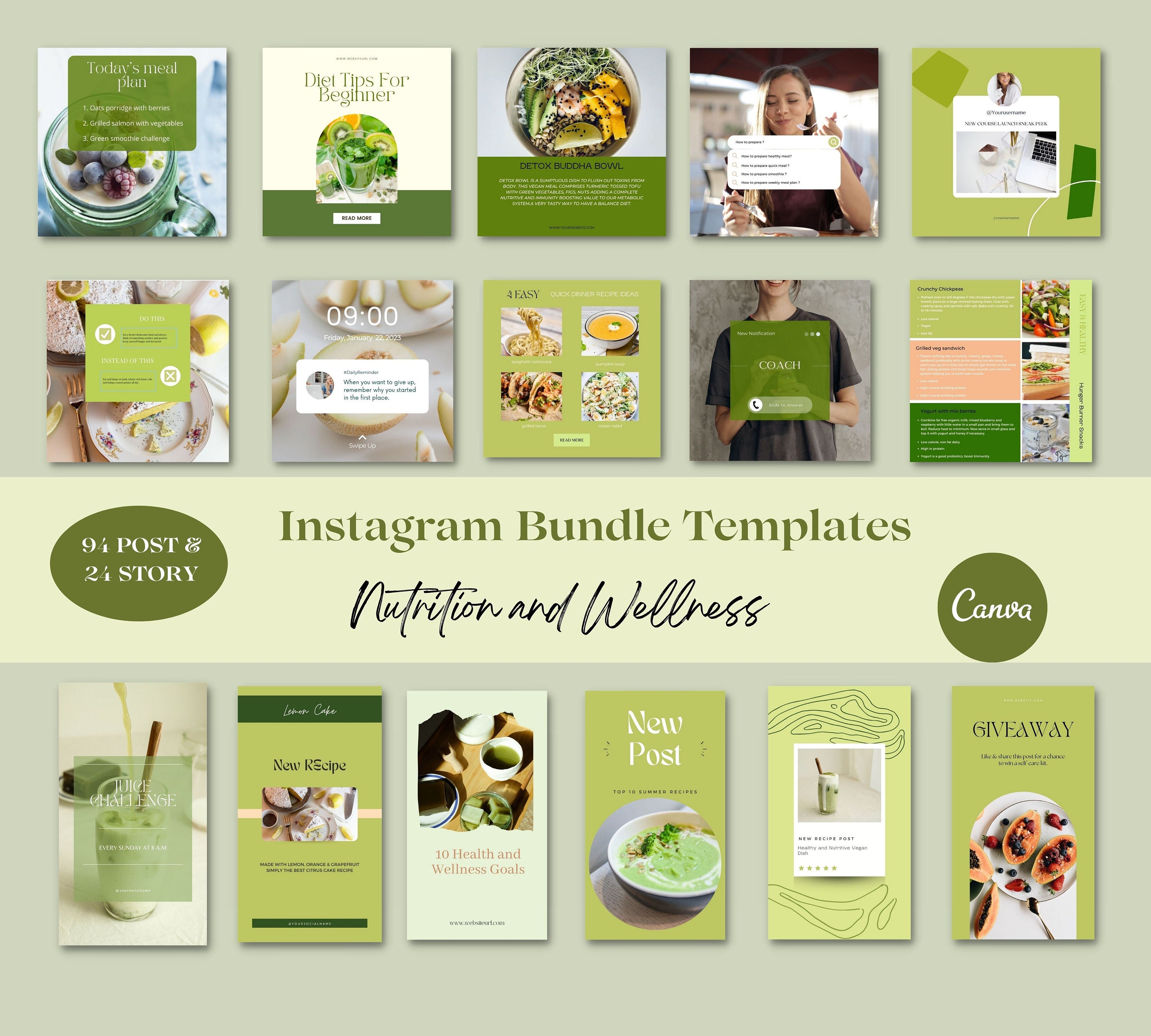 Nutrition Instagram Templates. Nutritionist Instagram Templates