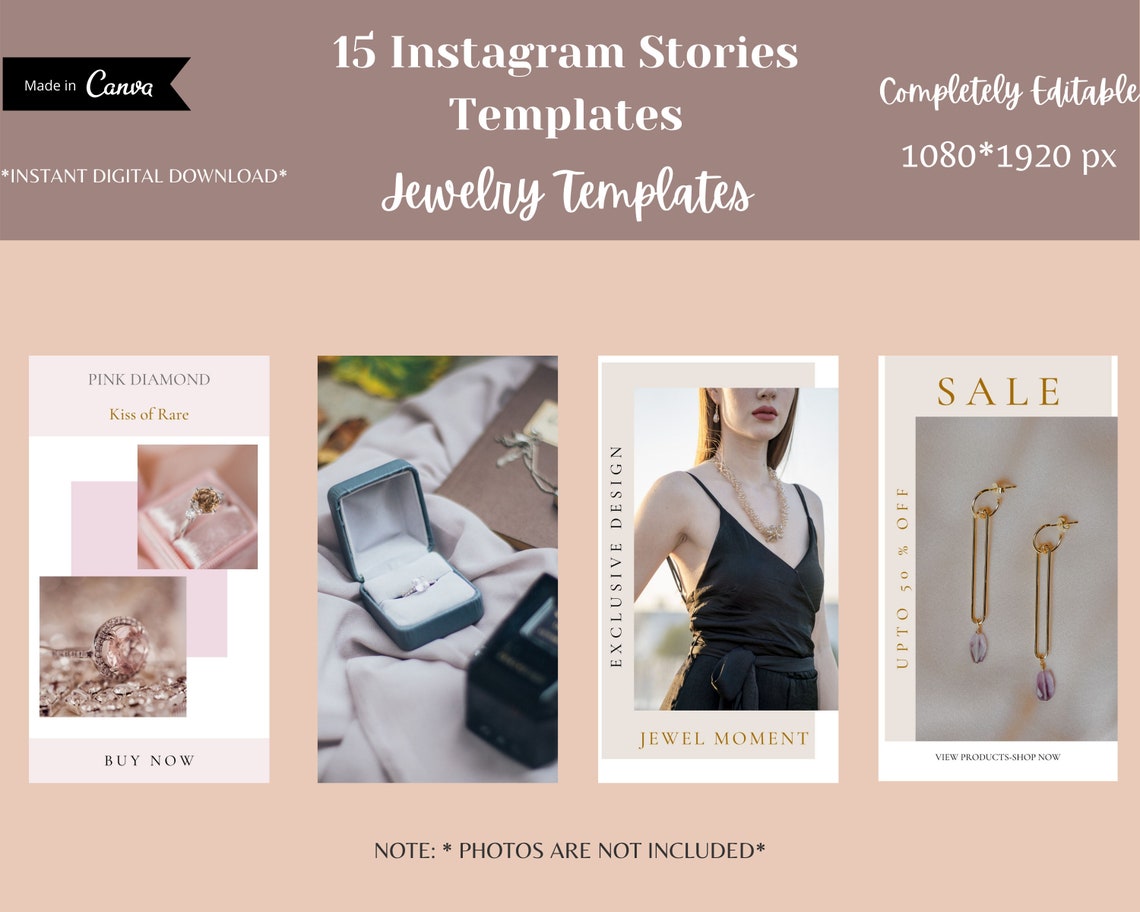 Jewelry Instagram Stories Template Canva. Fashion Social media Etsy