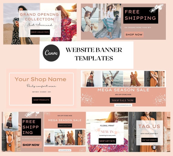 Ecommerce Website Banner Templates. Canva Website Thumbnails. | Etsy