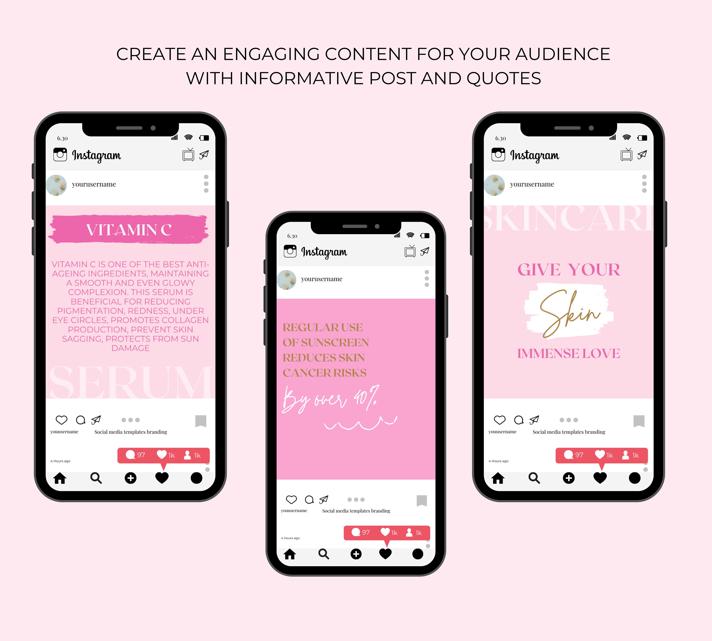 Blush Pink Esthetician Canva Instagram Post Templates for | Etsy