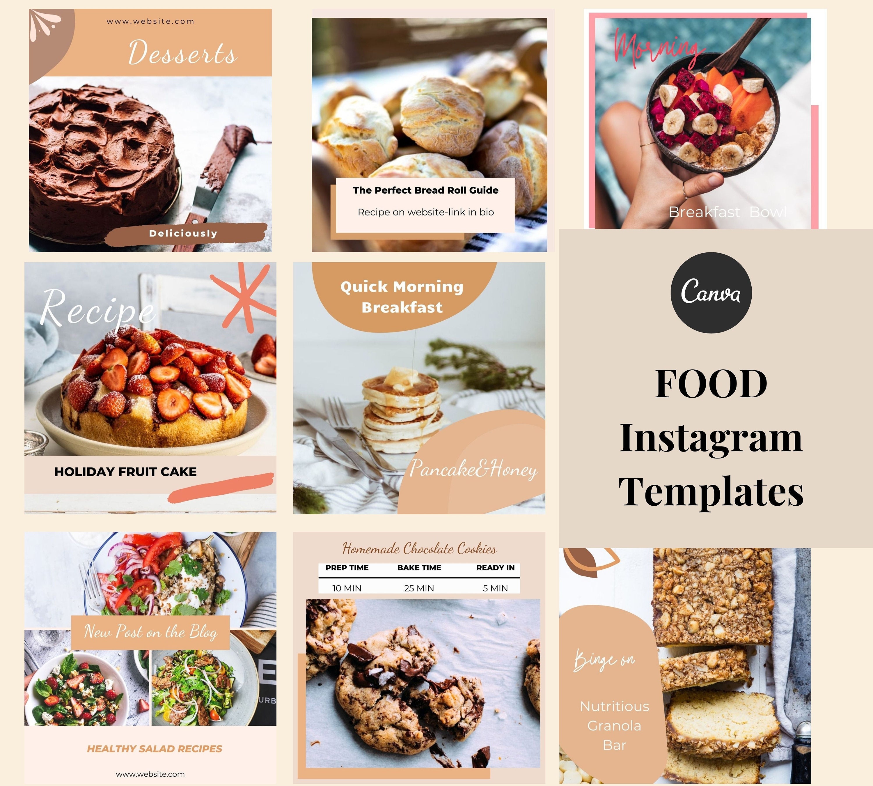 Food Social Media Templates. Instagram Food Templates. Canva - Etsy