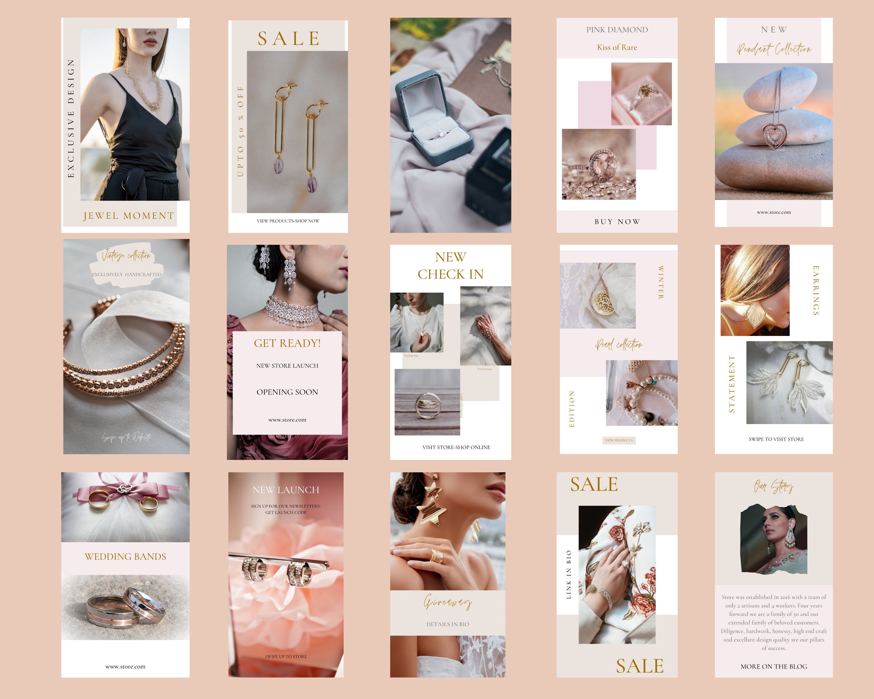 Jewelry Instagram Stories Template Canva. Fashion Social media Etsy