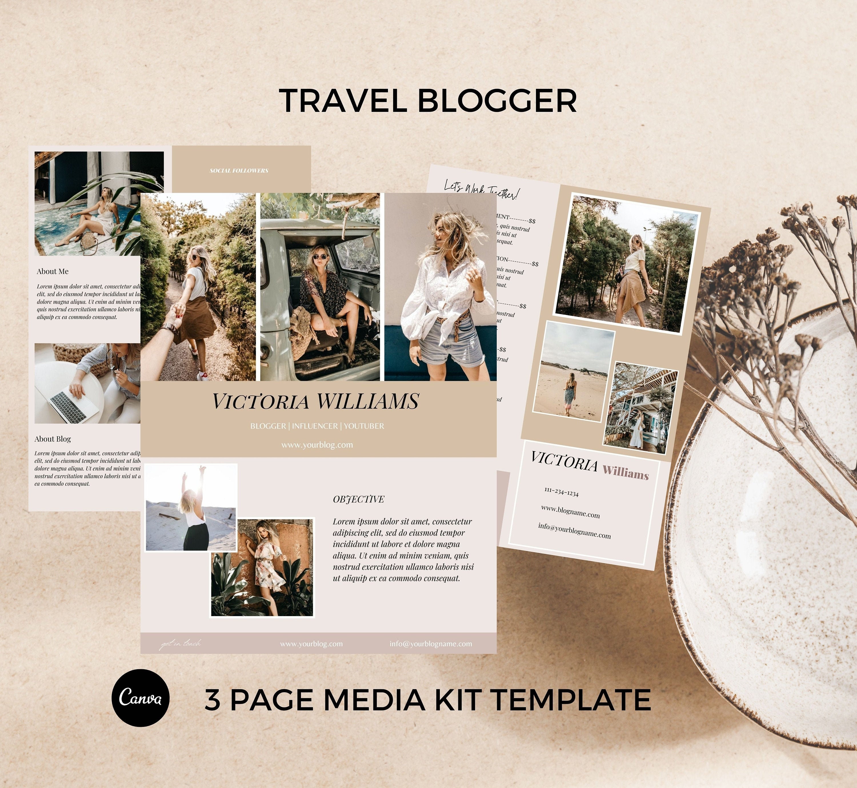 Travel Blogger Media Kit Template. Influencer Business Etsy
