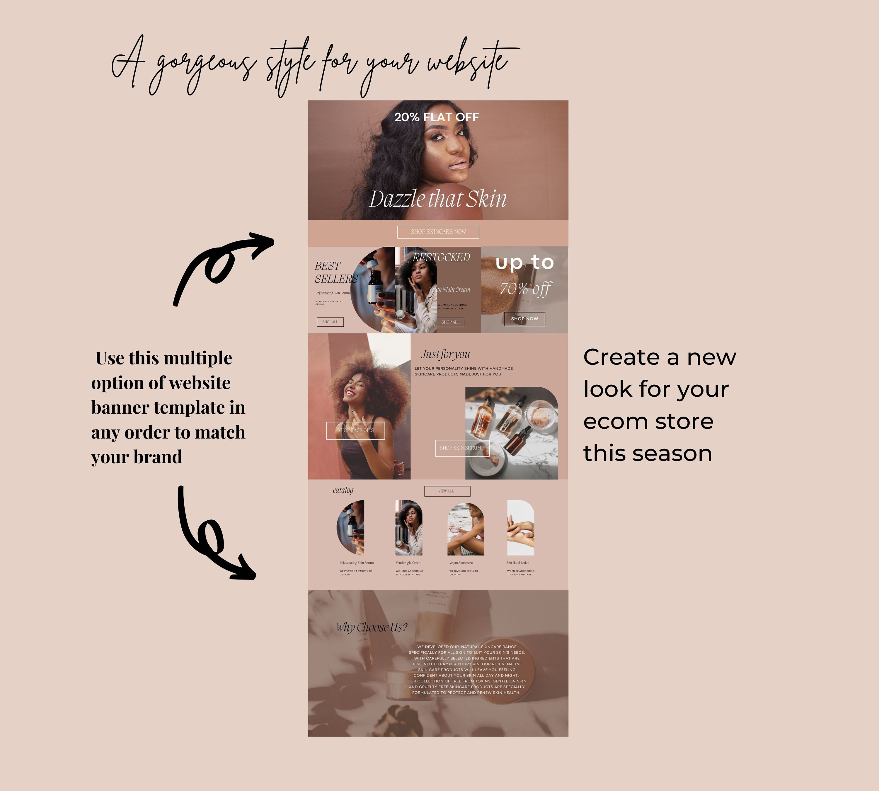 DIY site Banners. Editable  Banner Templates.skincare Etsy