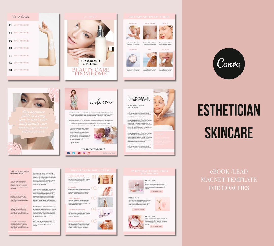 Skincare Ebook Template Canva. Lead Template. Brochure Template