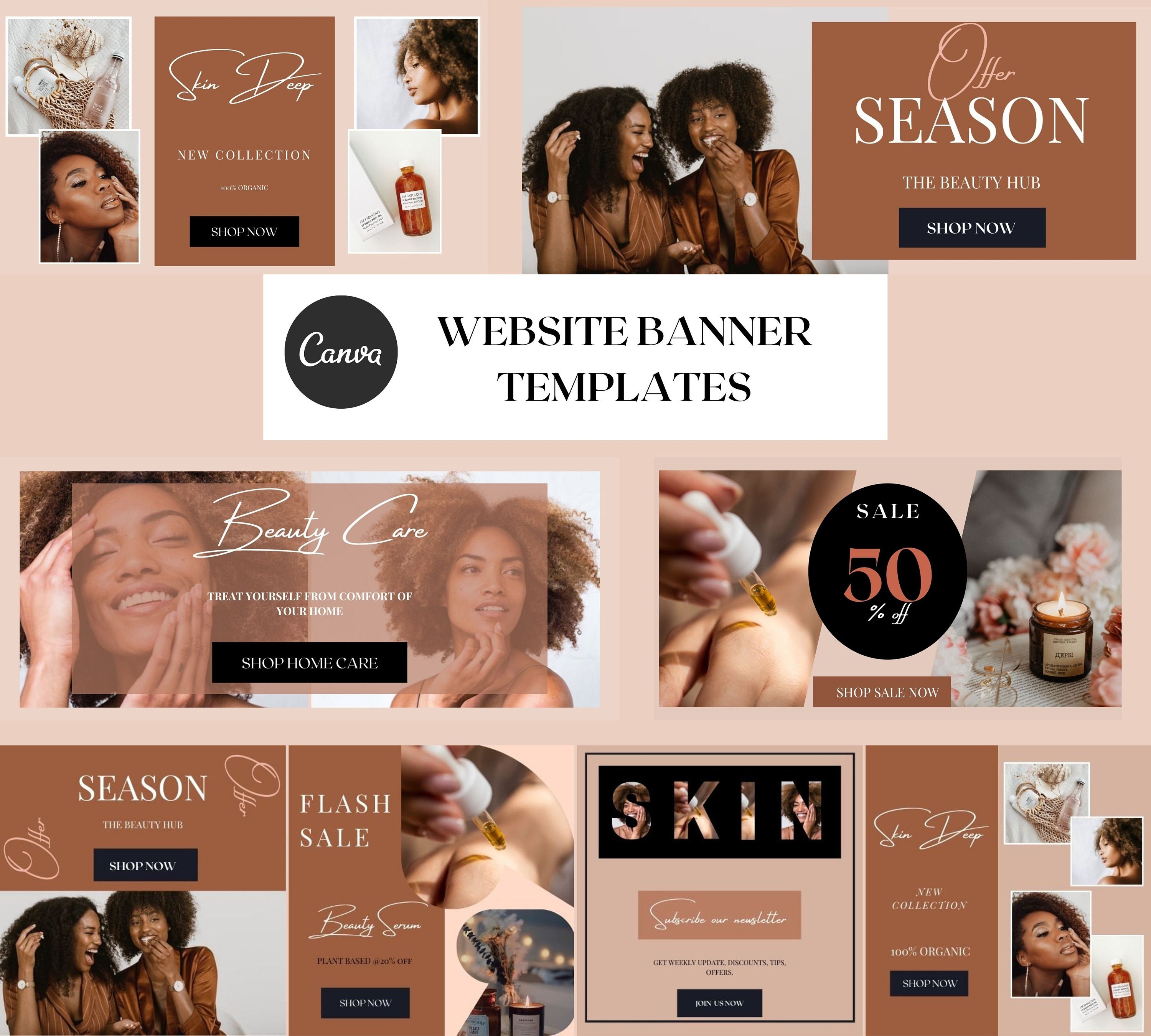 Skincare diy Website Banner Templates Canva. Shopify Web | Etsy