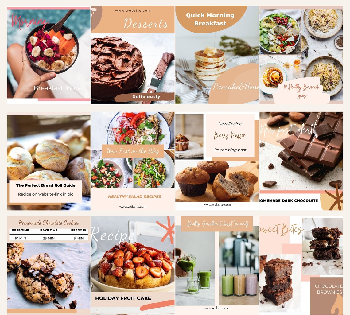 Food Social Media Templates. Instagram Food Templates. Canva - Etsy