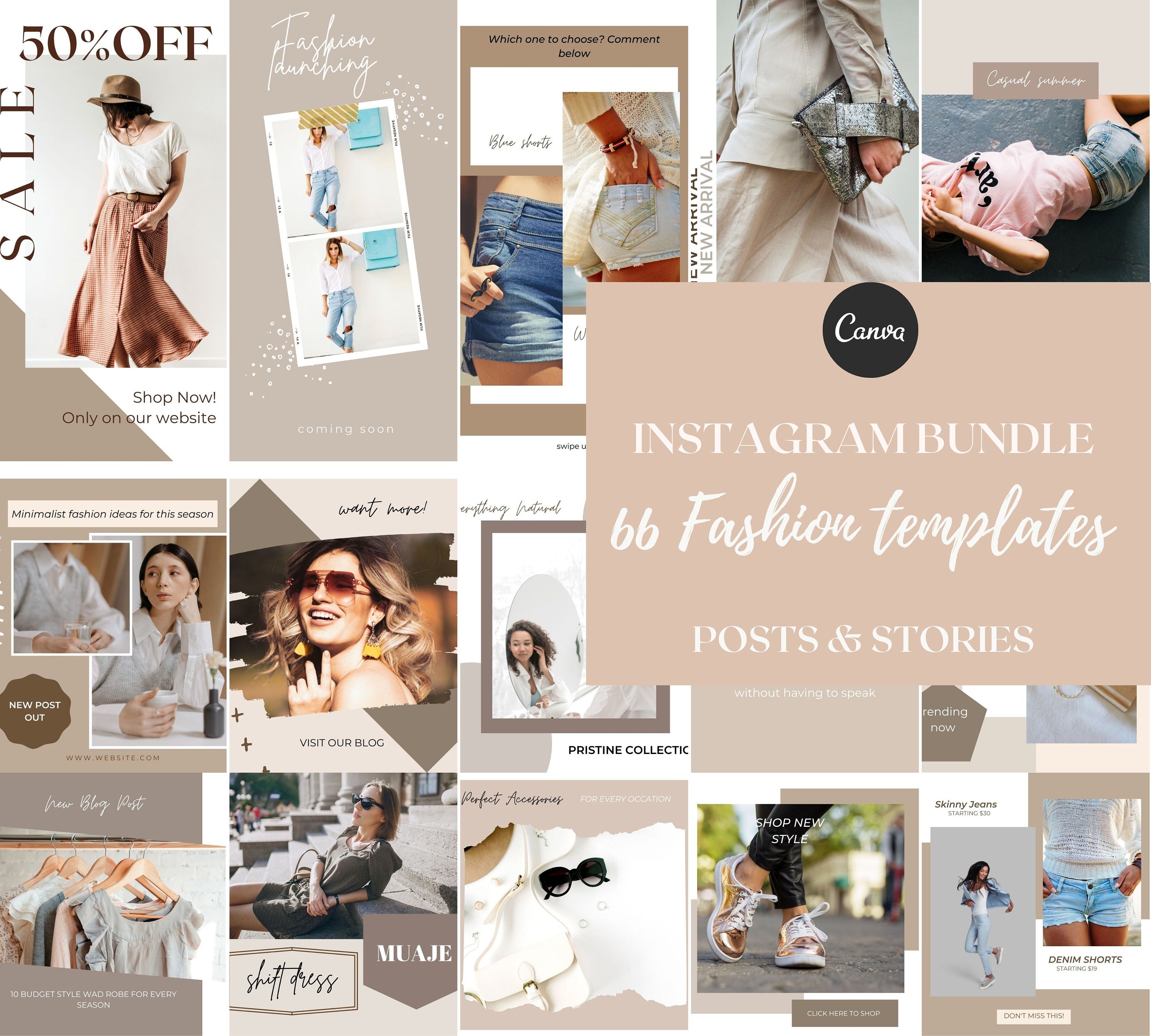 Fashion Business Instagram template Canva. Fashion Social Etsy