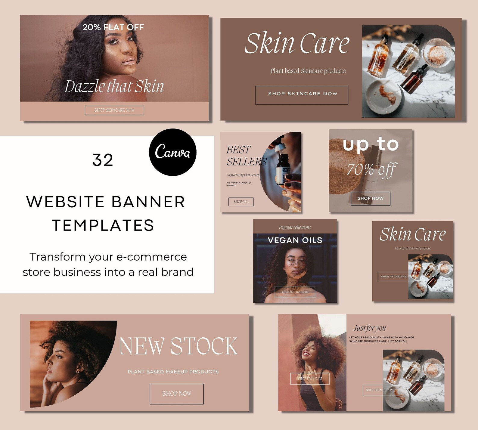 DIY site Banners. Editable  Banner Templates.skincare Etsy