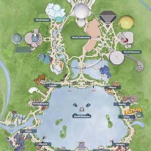 Mapa Parku Centrum EPCOT, Tereny, Pawilony i Ośrodki Wypoczynkowe
