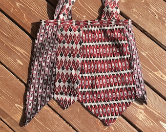 Eco-friendly repurposed upcycled Silk Neck Tie Purse Satchel, lined with two interior pockets