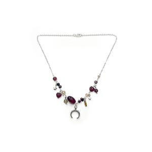 Briana (Clutter Necklace | Fairy Necklace | Celestial | Earthy | coquette | Cottagecore | garnet red and topaz)
