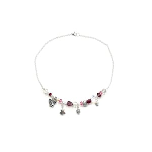 Juni (Beaded Necklace | Y2K Necklace | fairy necklace | celestial | pink, purple and iridescent)