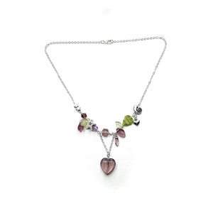 Elyssandra (clutter necklace | fairy necklace | earthy necklace | cotttagecore | y2k | purple, green and silver)