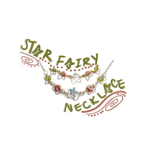 Collier Fée Étoile Tourbillonnante : Bijou Céleste en Fil Métallisé, plus de 60 couleurs disponibles