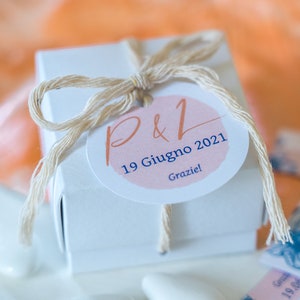 MameArt 50 adesivi personalizzati per matrimonio, grazie con nome e data, 4  cm etichette per matrimonio, compleanno anni battesimo regali festa (rosa)