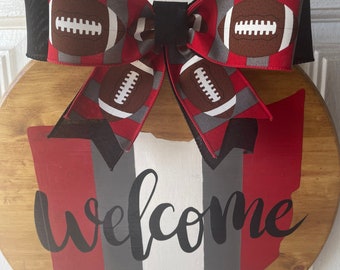 Ohio State themed Wood Door Hanger 15”