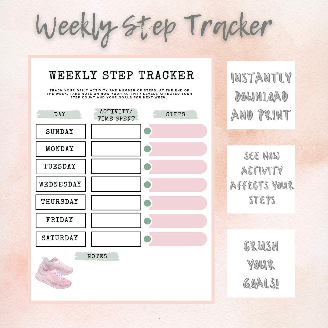 Weekly Step Tracker Printable PDF - Etsy UK