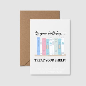 Tarjeta imprimible para amantes de los libros - Tarjeta de cumpleaños para lectores - Cumpleaños de ratones de biblioteca - Tarjeta para escritores - Tarjeta de bibliotecario - Amante de los libros - Mime su estantería -