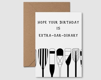 Birthday Card - Funny - Printable - Blank - Oar - Paddle -  Canoe - Pun - Greeting Card - Kayak Birthday Card