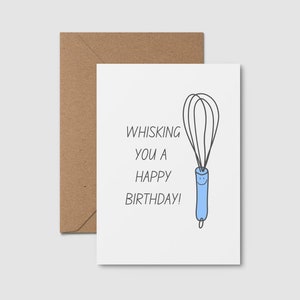 Cartão de aniversário para impressão - Cartão de aniversário de padeiro - Cartão Punny - Cartão de aniversário de cozimento - Cartão de batedor - Cartão de aniversário exclusivo - Cartão de chef