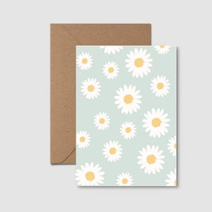 Carte marguerite - carte imprimable vierge - carte rétro - carte floral - marguerites - carte fleur de naissance avril - carte pour elle