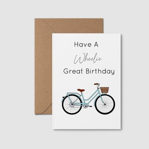Fiets - fiets - verjaardagskaart - grappige verjaardagskaart - woordspeling - afdrukbare kaart - kaart direct downloaden - blanco kaart