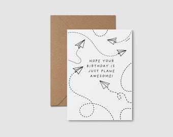 Tarjeta de avión de papel - Tarjeta de cumpleaños - Tarjeta imprimible