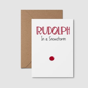 Grappige kerstkaart - afdrukbare kerstkaart - Rudolph in a Snowstorm - direct downloaden - Humorkerstkaart